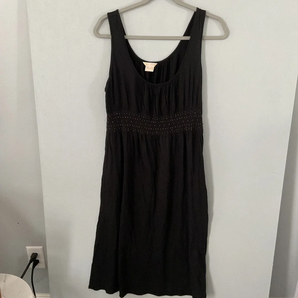 Michael Kors Black‎ Ruched Empire Waist Midi Dress Womens Size M